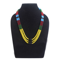 Three Strand Multicolor Beaded Necklace- Ethnic Inspiration